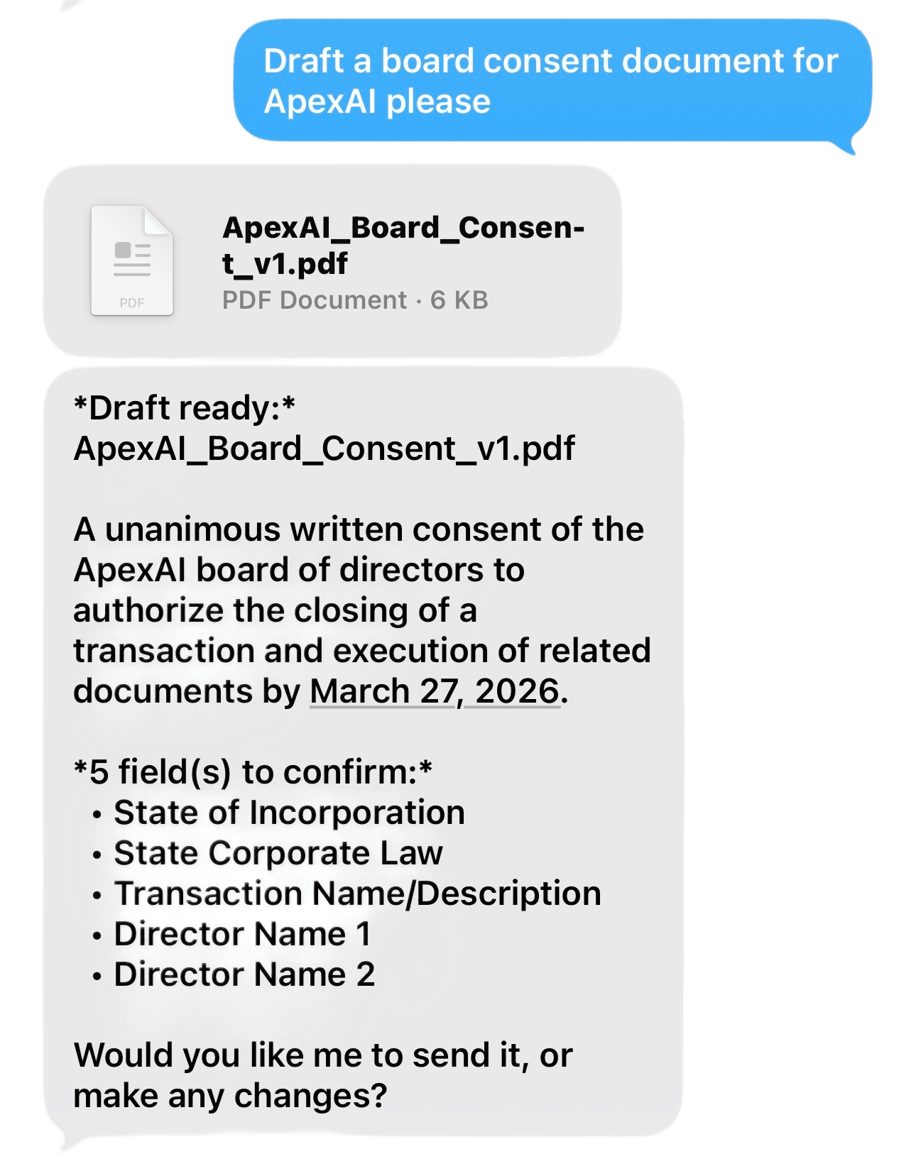 Chat where user asks Algi to focus on priorities and actions